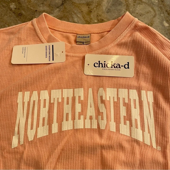 Chicka-d NORTHEASTERN Corded Sweatshirt in Urban Pink size XL Oversized - Picture 5 of 10